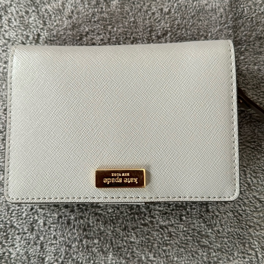 Kate Spade Small Compact Wallet in light gray color